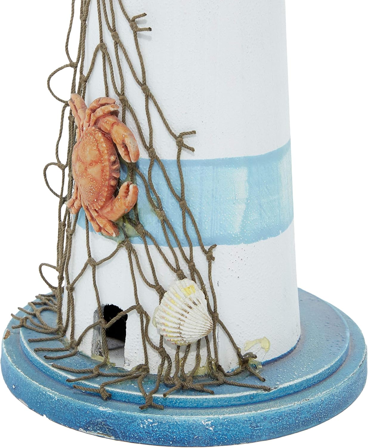 Coastal Wood Light House Sculpture, 6" X 6" X 16"