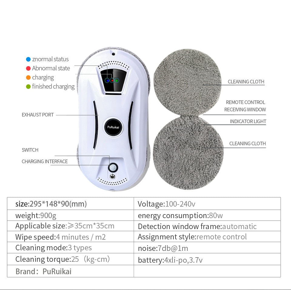 Window Vacuum Cleaning Robot with Remote Control